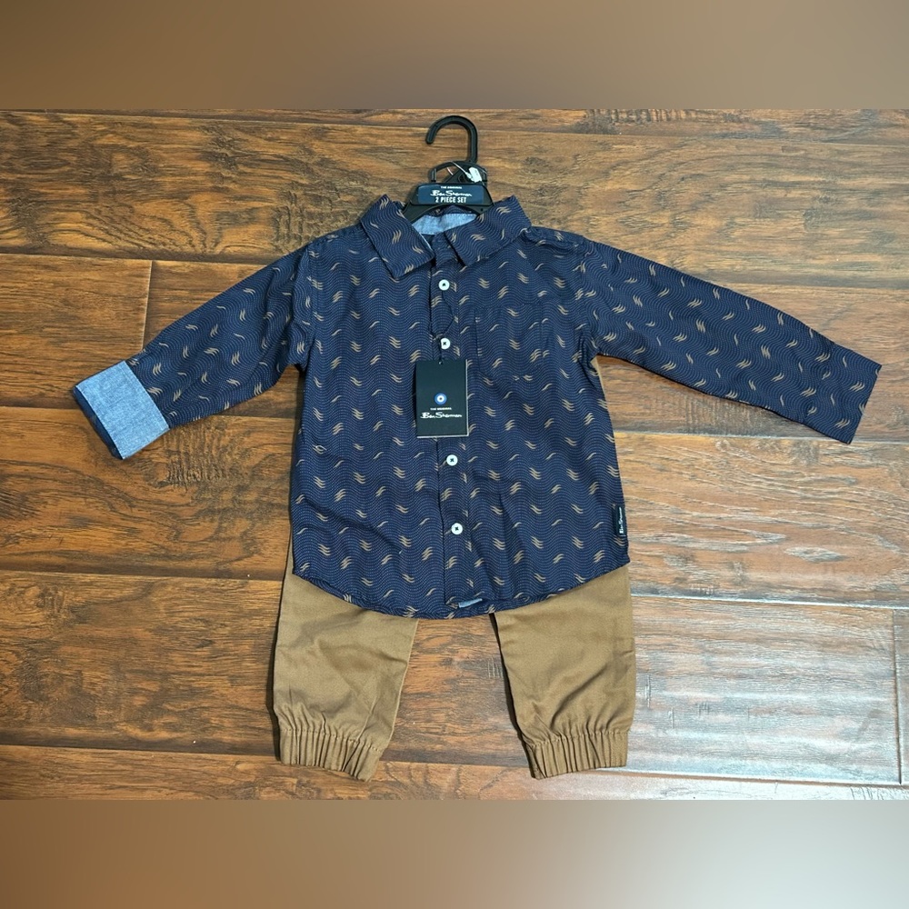 NWT Boys BEN SHERMAN Button Down Shirt and Pants Set - Size 2T